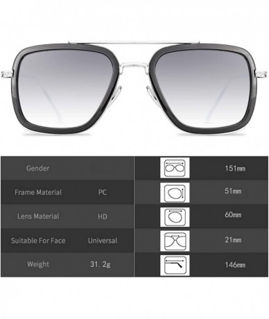 Square Tony Stark Sunglasses for Men Women Aviator Square Metal Frame Spiderman ironman edith glasses - CR197I2T2LU $28.78