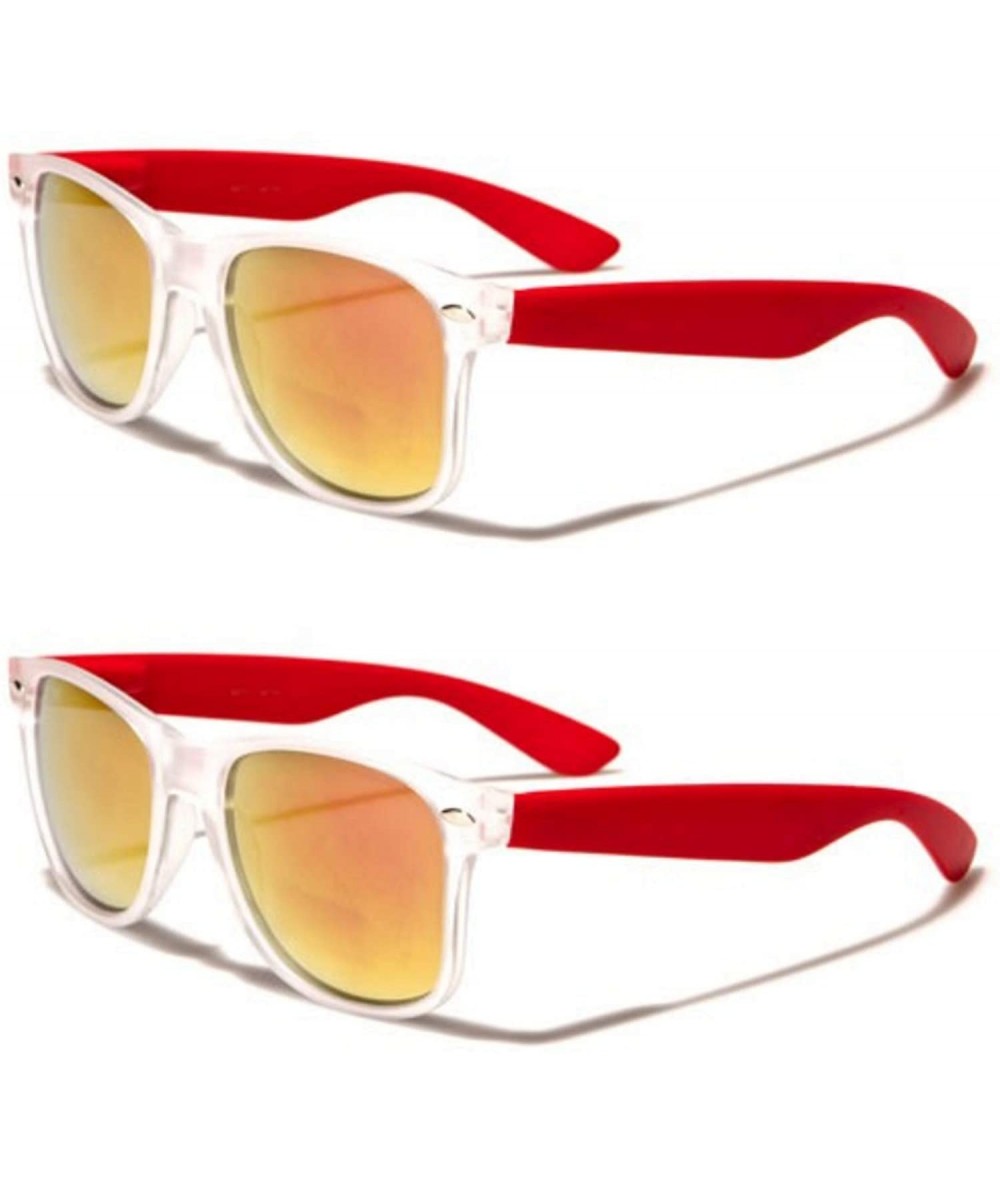 Wayfarer Unisex 80's Retro Classic Trendy Stylish Sunglasses for Men Women - Mtrv - Mirror Lens Red - 2pack - CP195GITRKK $9.81