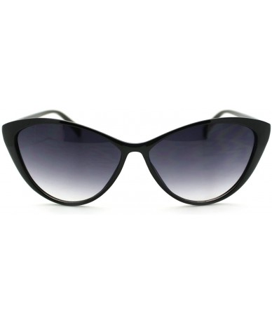 Cat Eye Womens Vogue Chic Thin Plastic Mod Goth Clean Cat Eye Sunglasses - Black Smoke - CM11PWJG1VD $9.03