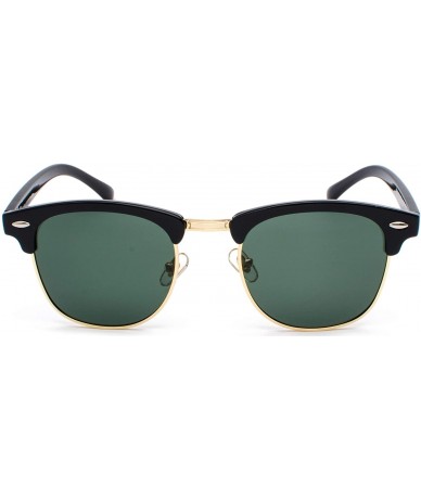 Round Classic Half Frame Sunglasses Fashion Eyeglasses for Men Women - Gold-green - CE18SMRU7H2 $20.24