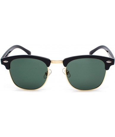 Round Classic Half Frame Sunglasses Fashion Eyeglasses for Men Women - Gold-green - CE18SMRU7H2 $9.98