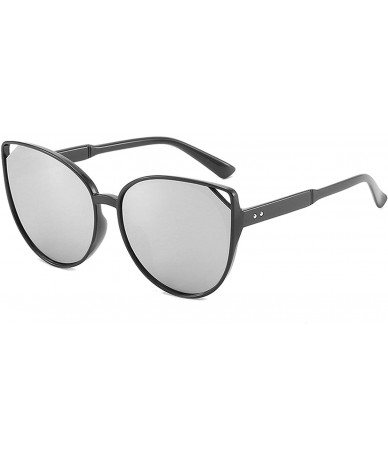 Sport Vintage style Cat Eye Hollow Sunglasses for Unisex PC AC UV 400 Protection Sunglasses - Black Silver - C218T2U5DSL $32.58