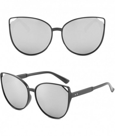 Sport Vintage style Cat Eye Hollow Sunglasses for Unisex PC AC UV 400 Protection Sunglasses - Black Silver - C218T2U5DSL $12.22