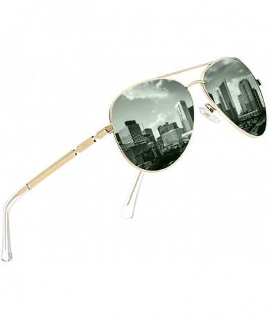 Sport Aviator Style Polarized Sunglasses for Men and Women 3025K - Gold Frame Green Lens - CK18S6XD6XT $34.34