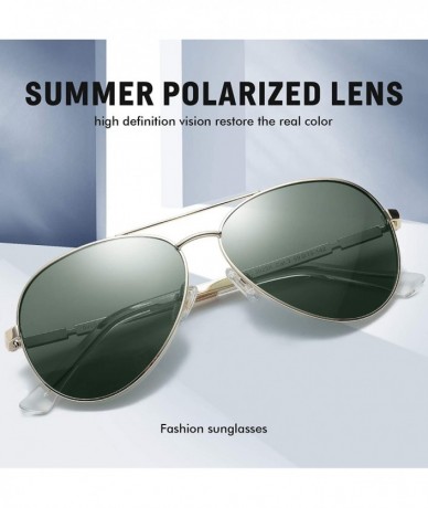 Sport Aviator Style Polarized Sunglasses for Men and Women 3025K - Gold Frame Green Lens - CK18S6XD6XT $22.90
