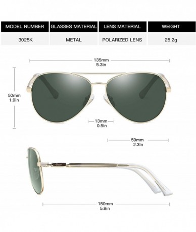 Sport Aviator Style Polarized Sunglasses for Men and Women 3025K - Gold Frame Green Lens - CK18S6XD6XT $22.90