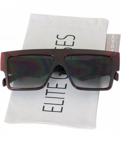 Rectangular XL"THE BOLD" RECTANGULAR Oversized Flat Top Sunglasses for Women Men Flat BROW BAR - Burgundy - CV18OQ8KO5R $13.00