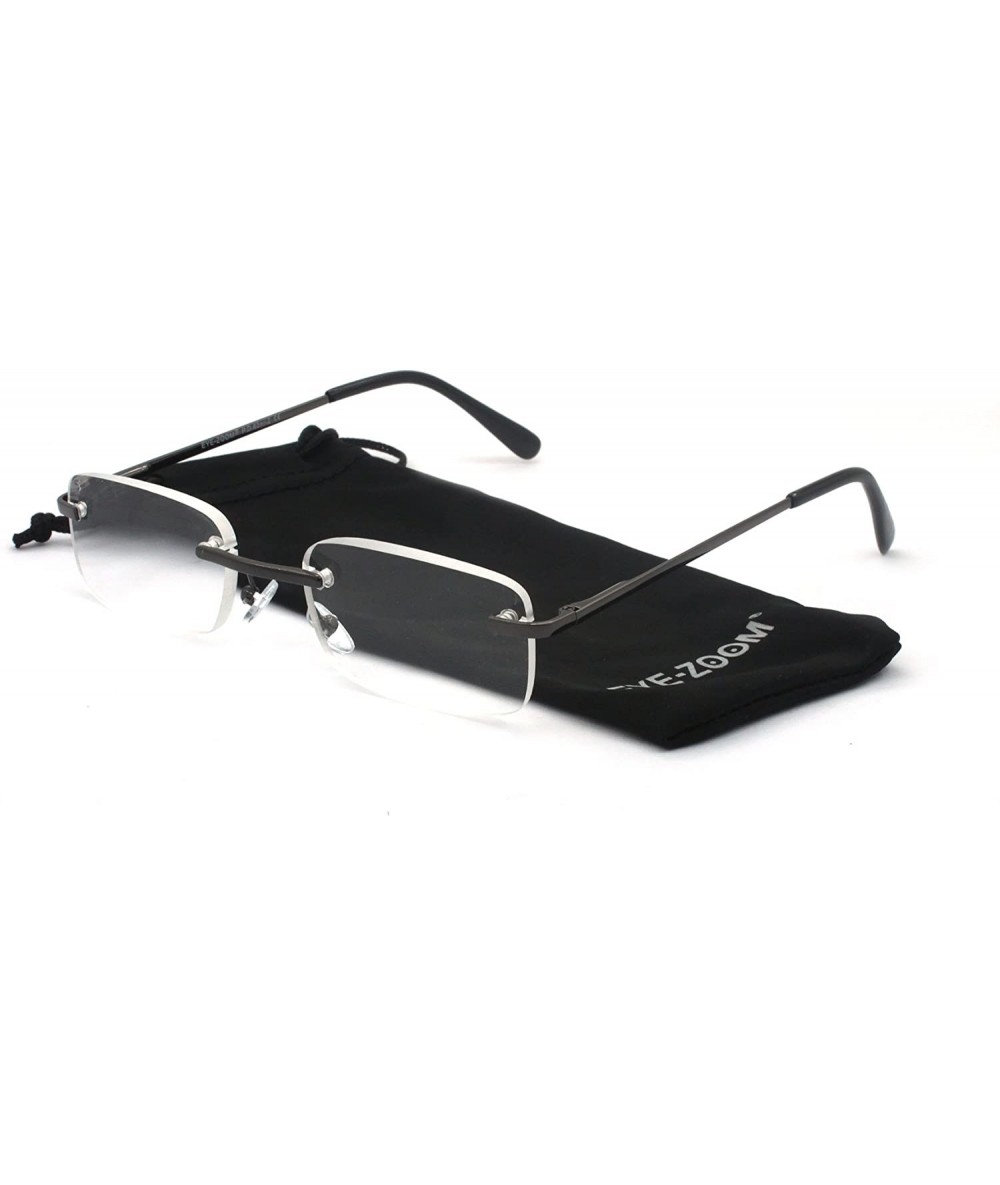 Rectangular Rimless Reading Glasses Frameless Readers - Gunmetal - CZ12609TWMD $21.02