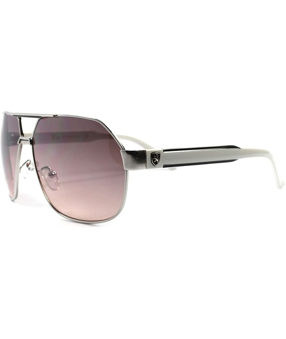 Square High-End Modern Designer Mens Womens Military Air Force Style Square Sunglasses - Silver / Red - CD189AM9Y6L $14.13