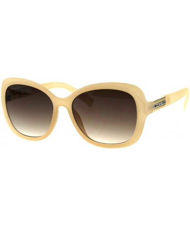 Butterfly Rhinestone Womens Jewel Elegant Plastic Butterfly Fashion Sunglasses - Beige Brown - CV18H3WD2TQ $9.17