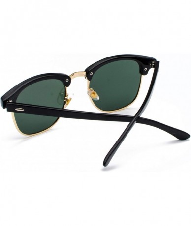 Round Classic Half Frame Sunglasses Fashion Eyeglasses for Men Women - Gold-green - CE18SMRU7H2 $20.24