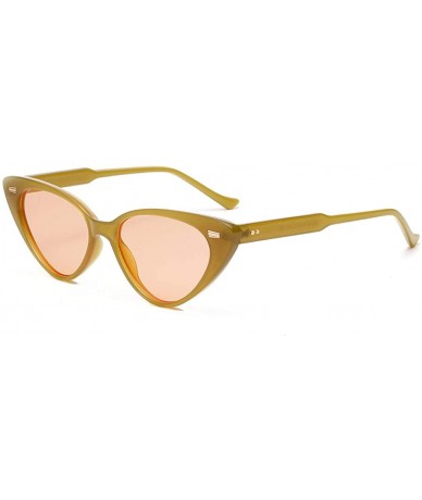Cat Eye Cat Eye Sunglasses Women Retro Rivet Ladies Sun Glasses Summer Accessories UV400 - Green With Orange - C618XQE3TW0 $9.80