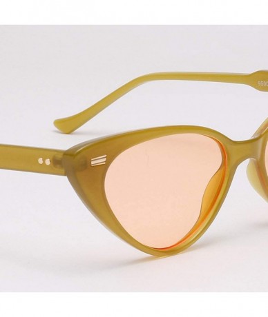 Cat Eye Cat Eye Sunglasses Women Retro Rivet Ladies Sun Glasses Summer Accessories UV400 - Green With Orange - C618XQE3TW0 $9.80