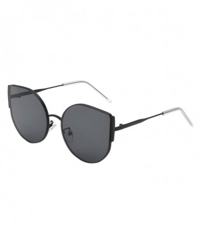 Semi-rimless Vintage Polarized Sunglasses Mirrored Protection - Black - C618RH4IRC9 $29.47