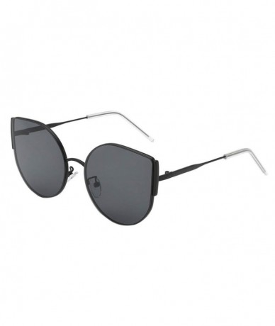 Semi-rimless Vintage Polarized Sunglasses Mirrored Protection - Black - C618RH4IRC9 $11.31