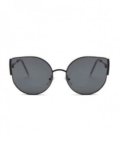 Semi-rimless Vintage Polarized Sunglasses Mirrored Protection - Black - C618RH4IRC9 $11.31