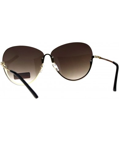 Rimless Womens Butterfly Oversize Exposed Lens Rimless Fashion Metal Sunglasses - Brown - C318D962EMT $12.03