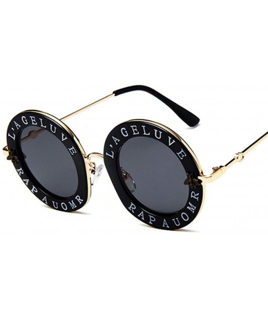 Round Retro Round Sunglasses Fashion Designer English Letters Little Bee Decoration Sun Glasses for Women Shades Oculos - CZ1...
