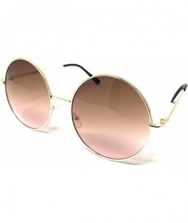 Oversized XL Oversize Metal Round Hippie Sunglasses - Gold- Tan to Pink - CY18Q5E0KSM $18.25