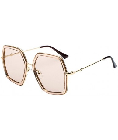 Oversized Oversized Square Sunglasses for Women Vintage UV Protection Eyewear Sun Shades Glasses - Beige - CI18X6IDEZ7 $10.44