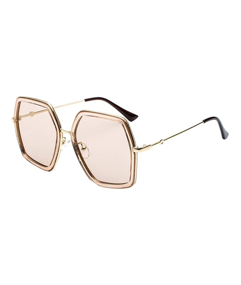 Oversized Oversized Square Sunglasses for Women Vintage UV Protection Eyewear Sun Shades Glasses - Beige - CI18X6IDEZ7 $10.44