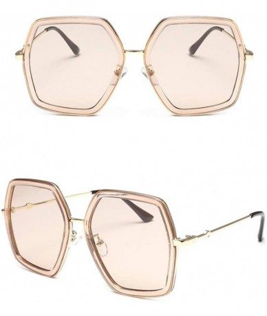 Oversized Oversized Square Sunglasses for Women Vintage UV Protection Eyewear Sun Shades Glasses - Beige - CI18X6IDEZ7 $10.44