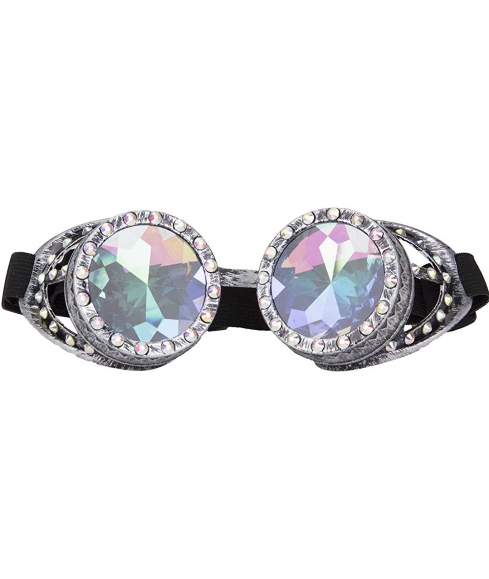 Goggle Rainbow Prism Steampunk Goggles Bling Kaleidoscope Glasses Cosplay Goggles - Old Silver - CO18T3YURS0 $9.57