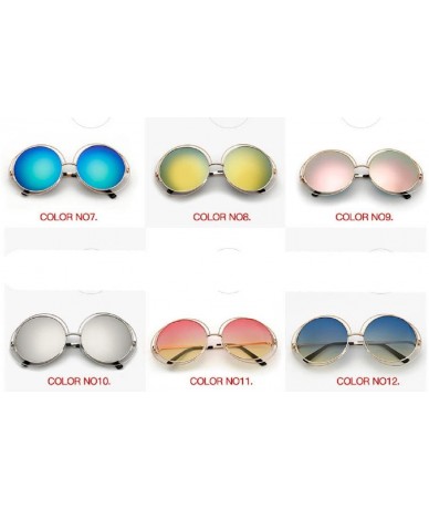 Oversized Round Mirrored Lenses Flat Metal Double Frame Sunglasses - 12a - CM1822Z0O7A $10.49