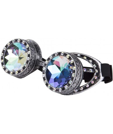 Goggle Rainbow Prism Steampunk Goggles Bling Kaleidoscope Glasses Cosplay Goggles - Old Silver - CO18T3YURS0 $9.57