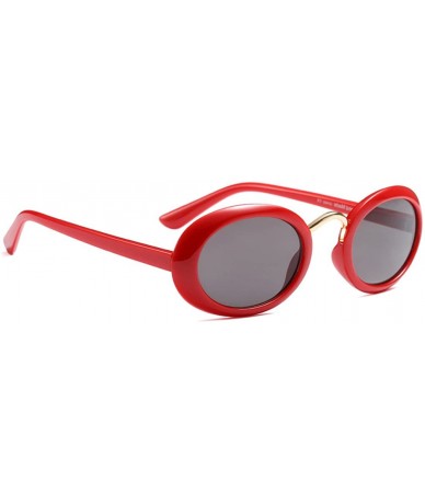 Round Retro Cateye Sunglasses for Women UV Protection Fashion Clout Goggles - B-red - CJ18DAHK4M0 $13.30