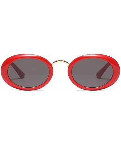 Round Retro Cateye Sunglasses for Women UV Protection Fashion Clout Goggles - B-red - CJ18DAHK4M0 $13.30