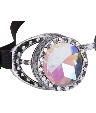 Goggle Rainbow Prism Steampunk Goggles Bling Kaleidoscope Glasses Cosplay Goggles - Old Silver - CO18T3YURS0 $9.57