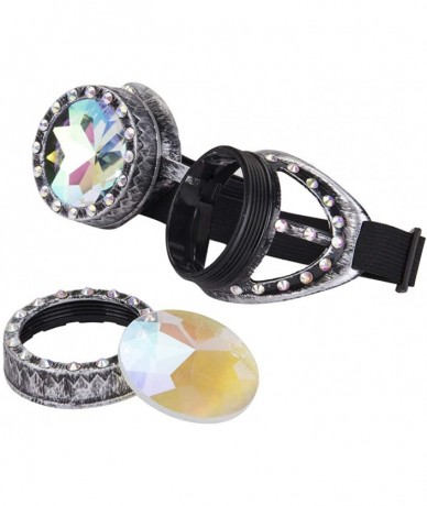 Goggle Rainbow Prism Steampunk Goggles Bling Kaleidoscope Glasses Cosplay Goggles - Old Silver - CO18T3YURS0 $9.57