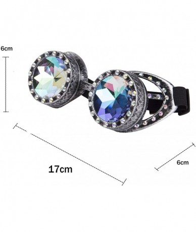 Goggle Rainbow Prism Steampunk Goggles Bling Kaleidoscope Glasses Cosplay Goggles - Old Silver - CO18T3YURS0 $19.66