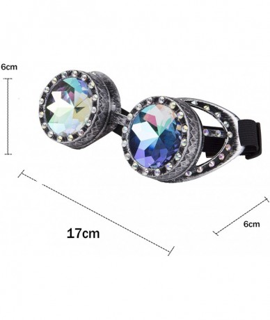 Goggle Rainbow Prism Steampunk Goggles Bling Kaleidoscope Glasses Cosplay Goggles - Old Silver - CO18T3YURS0 $9.57