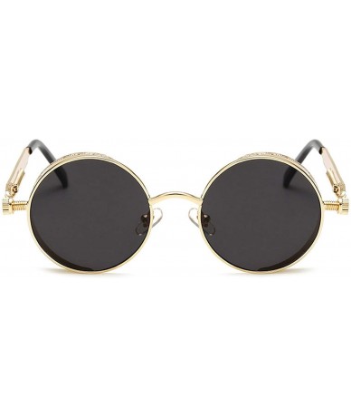 Round Metal Steampunk Sunglasses Men Women Round Glasses Brand Design Vintage Sunglasses - 10 - CY18W7YST66 $18.05
