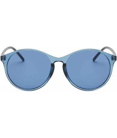 Oval Women Round Fashion Sunglasses - Blue - CK18TMNGQIG $11.21