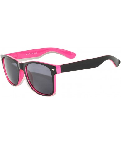 Wayfarer Fashion Style Vintage Two - Tone Wayfarer Smoke Lens Sunglasses Retro - Pink - C211P0AB9X3 $9.17
