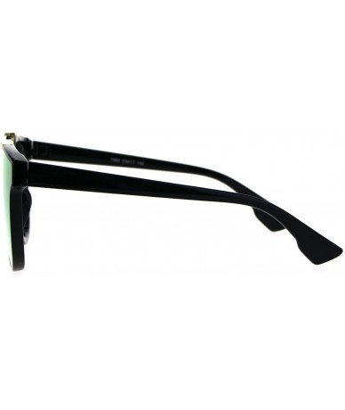 Rectangular Hipster Plastic Horned Double Metal Flat Top Bridge Sunglasses - Black Pink - CL18687OCC2 $9.29