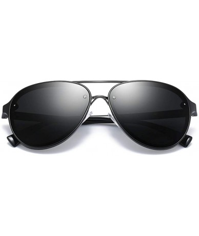 Aviator Ultralight 60mm Polarized Sunglasses Unisex Rimless Vintage Retro Aviator Frame - Black - C618K78X0L8 $21.36
