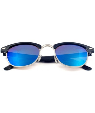 Semi-rimless Half Frame Sunglasses Horned Rim Mirror Lens Retro Classic Gift Set for Women Men - CT11NBPACK5 $22.48