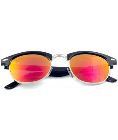 Semi-rimless Half Frame Sunglasses Horned Rim Mirror Lens Retro Classic Gift Set for Women Men - CT11NBPACK5 $22.48