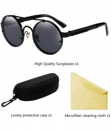 Wayfarer Retro Round Sunglasses Mens Womens with Case - UV 400 Protection Metal Frame - Gray - CG18G84QIR7 $10.76