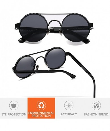 Wayfarer Retro Round Sunglasses Mens Womens with Case - UV 400 Protection Metal Frame - Gray - CG18G84QIR7 $10.76