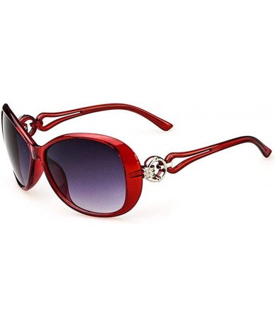 Oval Women Vintage Polarized Sunglasses-Classic Designer Style UV400 Protection - Wine Red - CL1963UHSX8 $9.63