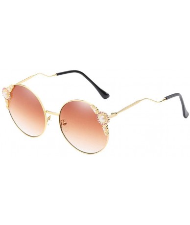 Wrap Women Vintage Round Frame Sunglasses Retro Eyewear Fashion Radiation Protection Sunglasses New - Khaki - CD18SX8MOKE $20.22