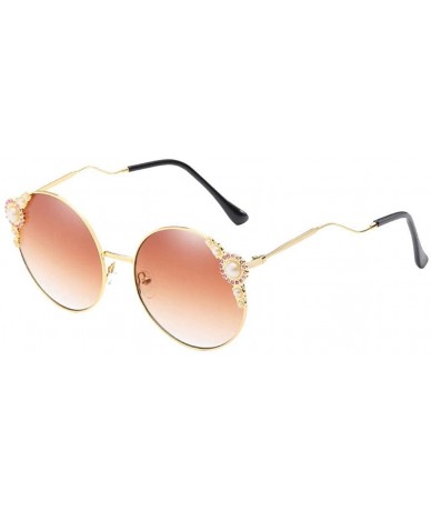 Wrap Women Vintage Round Frame Sunglasses Retro Eyewear Fashion Radiation Protection Sunglasses New - Khaki - CD18SX8MOKE $11.55