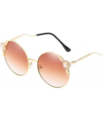 Wrap Women Vintage Round Frame Sunglasses Retro Eyewear Fashion Radiation Protection Sunglasses New - Khaki - CD18SX8MOKE $11.55