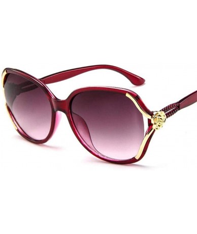 Oversized 2019 Flower Sunglasses Women Gradient Classic Vintage Ladies Oversized Sun Red - Red - CS18Y3N94U9 $10.18