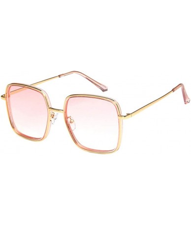 Square Unisex Sunglasses Fashion Gold Pink Drive Holiday Square Non-Polarized UV400 - Gold Light Pink - CE18RLU6DNE $21.71